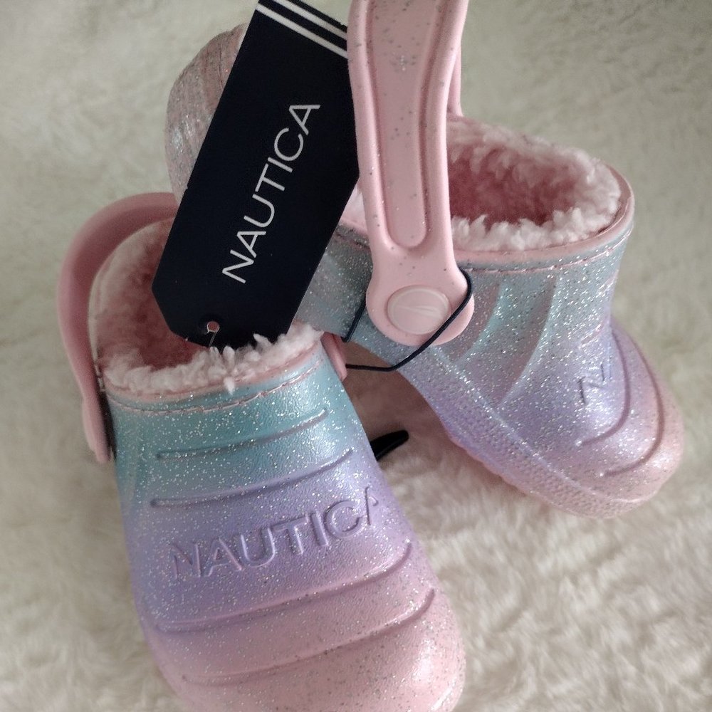 NAUTICA Girls' Rainbow Glitter Clog SIZE  8 / 9 / 10 / 11